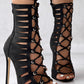 Eyelet Lace up Ankle Boots Stiletto Heeled Bootie Sandals