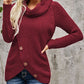 Strap Decor Mock Neck Buttoned Asymmetrical Sweater