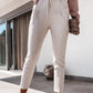 Paper Bag Waist Pocket Detail Drawstring Pencil Pants
