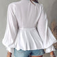Tied Detail Lace Patch Lantern Sleeve Top