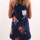 Summer Tropical Print Curved Hem Casual Dress
