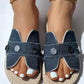 Metal Decor Hollow Out Denim Beach Slippers