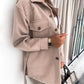 Long Sleeve Buttoned Pocket Design Shacket With Belt