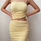 Plain Drawstring Cutout Cami Bodycon Dress