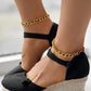 Braided Espadrille Knot Button Ankle Strap Wedge Sandals