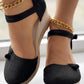 Braided Espadrille Knot Button Ankle Strap Wedge Sandals