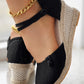 Braided Espadrille Knot Button Ankle Strap Wedge Sandals