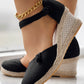 Braided Espadrille Knot Button Ankle Strap Wedge Sandals