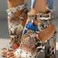 Snakeskin Ankle Buckled Chunky Heels