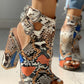Snakeskin Ankle Buckled Chunky Heels