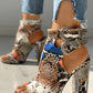 Snakeskin Ankle Buckled Chunky Heels
