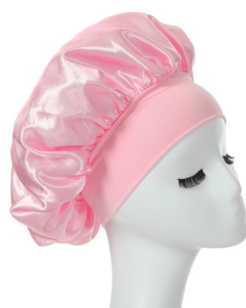 1pc Night Sleep Cap Wide Band Satin Bonnet For Curly Hair Care