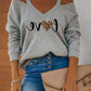 Letter Heart Print Cold Shoulder Casual Top