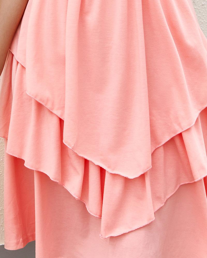 Heart Ring Decor Sleeveless Layered Dress