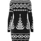 Christmas Fair Isle Pattern Print Long Sleeve Bodycon Dress