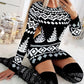 Christmas Fair Isle Pattern Print Long Sleeve Bodycon Dress