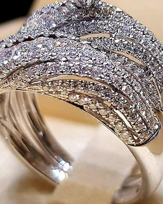 1pc Rhinestone Hollow Layered Ring Wedding Bridal Jewelry