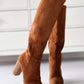 Chunky Heel Side Zip Calf Boots