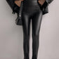 Split Hem PU Leather Skinny Pants