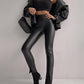 Split Hem PU Leather Skinny Pants
