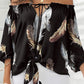 Feather Print Tied Detail Off Shoulder Top