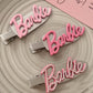 1pc Rhinestone Decor Barbie Letter Pattern Duckbilled Hair Clip
