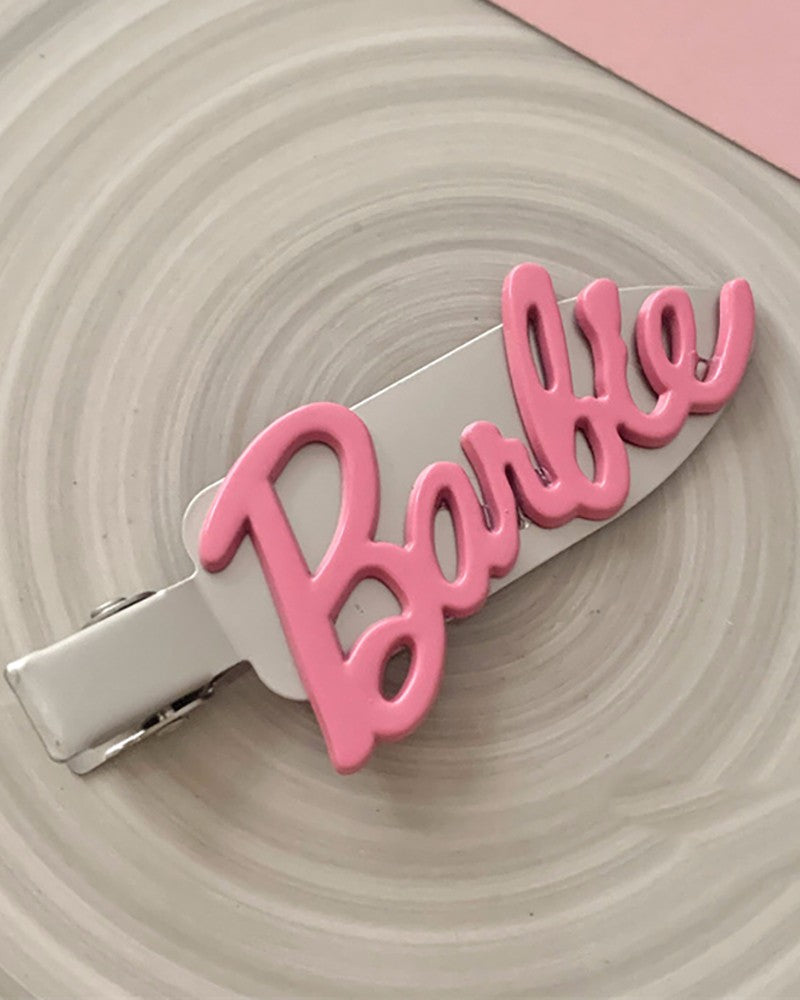 1pc Rhinestone Decor Barbie Letter Pattern Duckbilled Hair Clip