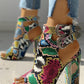 Snakeskin Ankle Buckled Chunky Heels