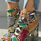 Snakeskin Ankle Buckled Chunky Heels