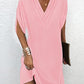 Half Sleeve V Neck Ruched Casual Dress