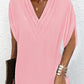 Half Sleeve V Neck Ruched Casual Dress