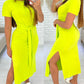 Knotted Side Slit Casual Dress