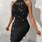 Tassel Design Sleeveless Sequin Party Dress