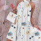 Floral Print Halter Casual Pleated Dress