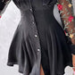 Floral Embroidery Mesh Patch Shirt Dress