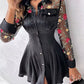 Floral Embroidery Mesh Patch Shirt Dress