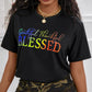 Grateful Thankful Blessed Ombre Letter Print Casual T shirt