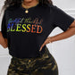 Grateful Thankful Blessed Ombre Letter Print Casual T shirt