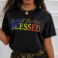 Grateful Thankful Blessed Ombre Letter Print Casual T shirt