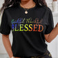 Grateful Thankful Blessed Ombre Letter Print Casual T shirt