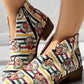 Christmas Santa Print Striped Ankle Boots
