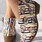 Christmas Santa Print Striped Ankle Boots