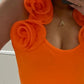 Rose Detail Asymmetrical Neck Tank Top