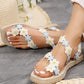 Lace Floral Pattern Toe Ring Summer Beach Sandals