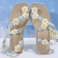 Lace Floral Pattern Toe Ring Summer Beach Sandals