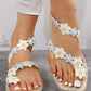 Lace Floral Pattern Toe Ring Summer Beach Sandals