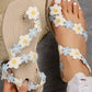 Lace Floral Pattern Toe Ring Summer Beach Sandals