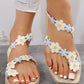 Lace Floral Pattern Toe Ring Summer Beach Sandals