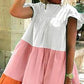 Colorblock Ruched Bell Sleeve Casual Dress