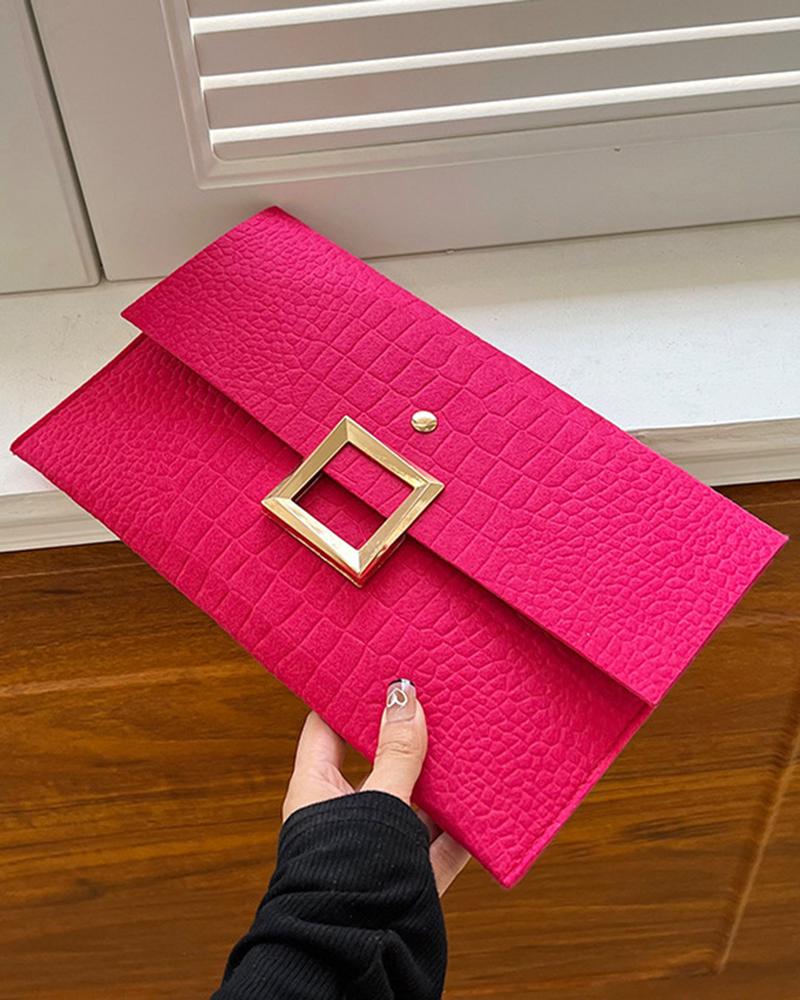 Crocodile Square Magnet Flap Clutch Bag